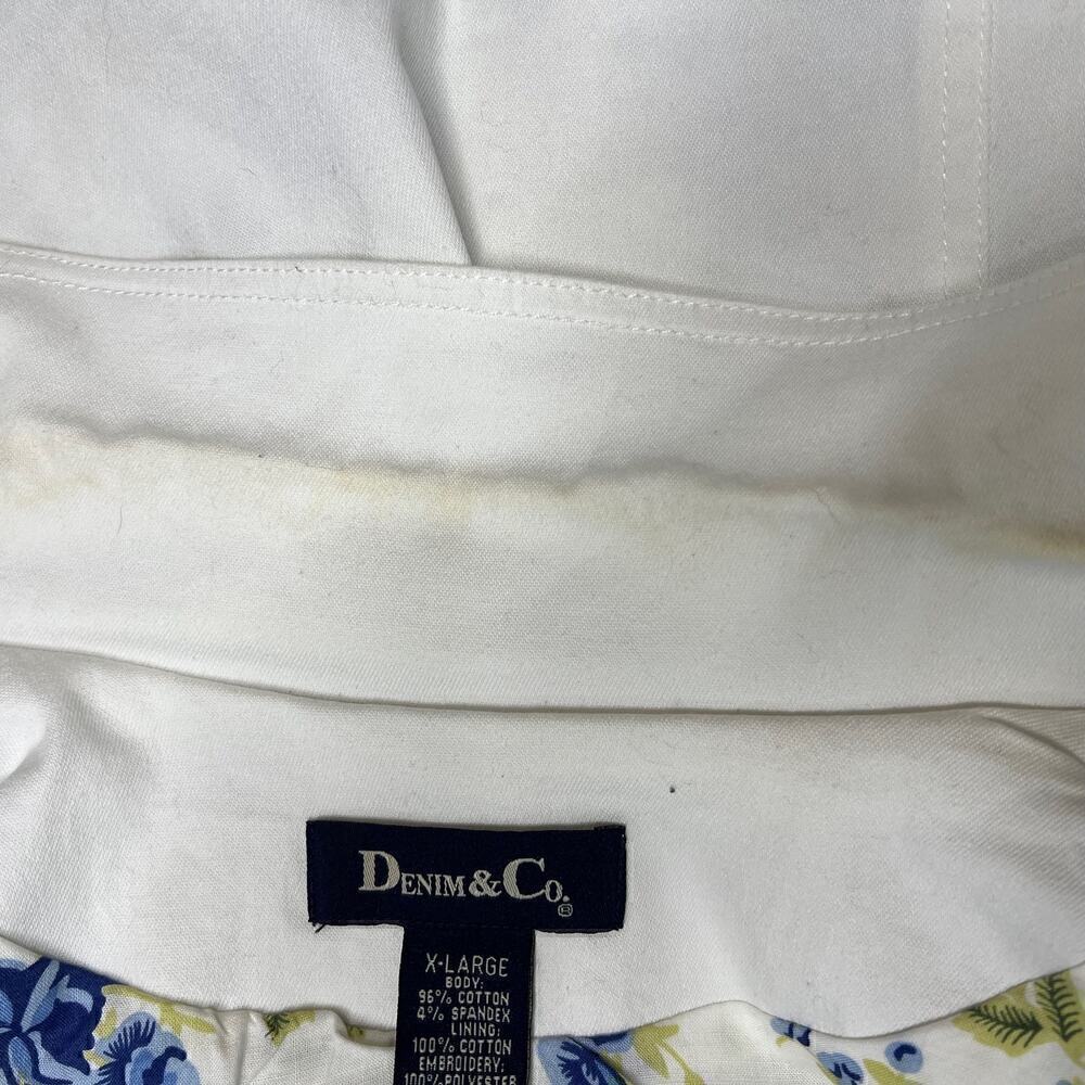 Denim & Co Jean Jacket Womens White Embroidered Sleeve Lined Pockets XL - Picture 5 of 5